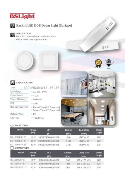 BSLight Surface Down Light - 12w, 18w, 30w Cat