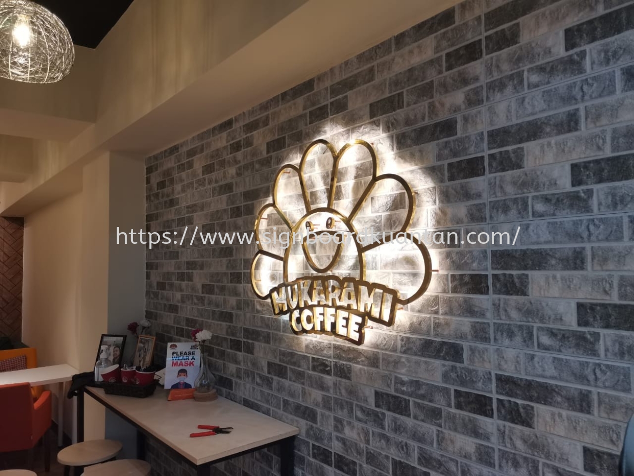 MUKARAMI COFFEE INDOOR 3D STAINLESSS STEEL GOLD SIGNAGE