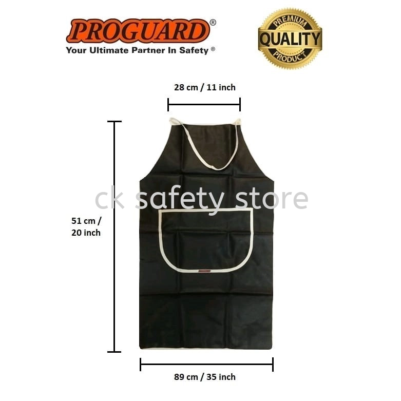 PROGUARD SLA-PU High Quality Synthetic PU Leather Apron c/w Neck Loop, Waist Ties & Waist Pouch