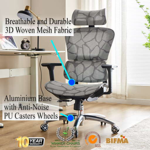 WN 1573A-3D WOVEN FULL MESH ERGONOMIC OFFICE CHAIR. (10 Years Warranty)