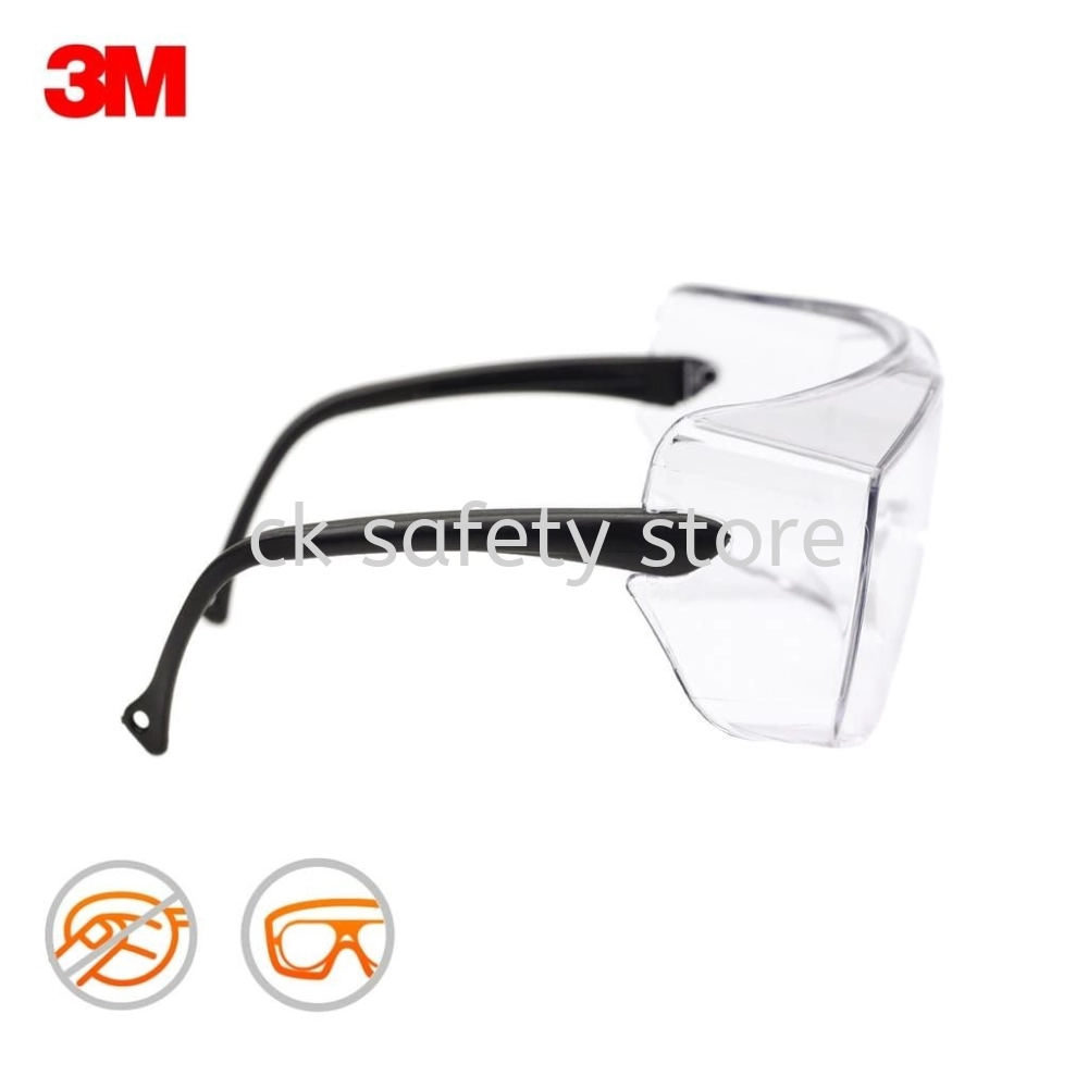 3M OX1000 Safety Eyewear 12163 / Over Spectacle OX 1000/ Protective Glasses/Anti-Fog [Clear/ Transparent Lens]