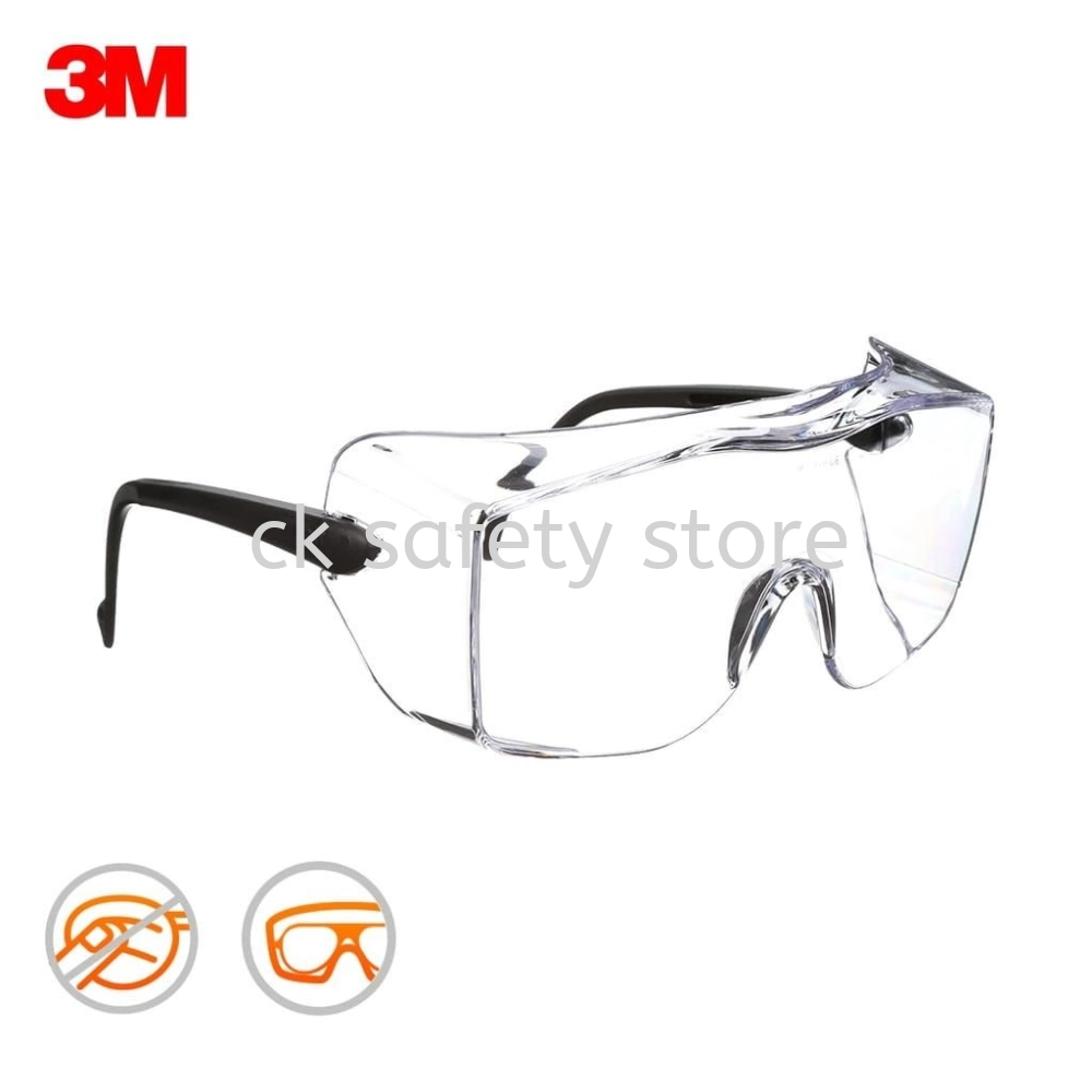 3M OX1000 Safety Eyewear 12163 / Over Spectacle OX 1000/ Protective Glasses/Anti-Fog [Clear/ Transparent Lens]