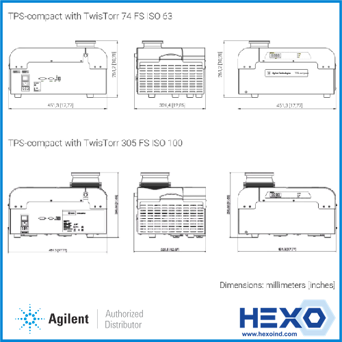 Agilent Outline Drawing TPS-compact with TwisTorr 305 FS & TwisTorr 74 FS, 1.2