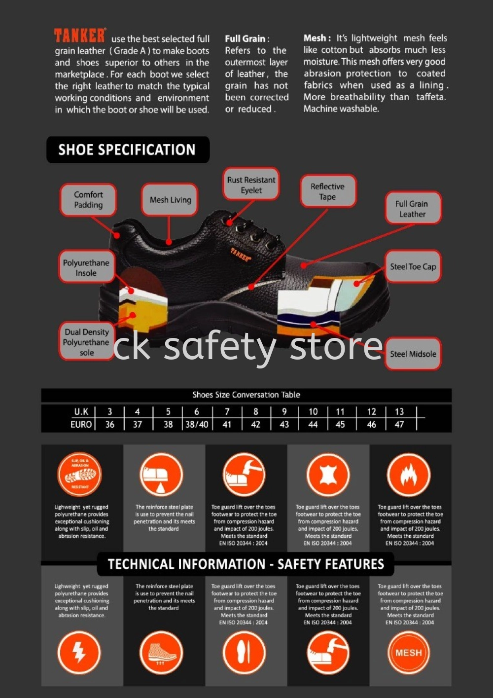 TANKER PRO INDUSTRIAL TK - 4000 SLIP ON SAFETY SHOES