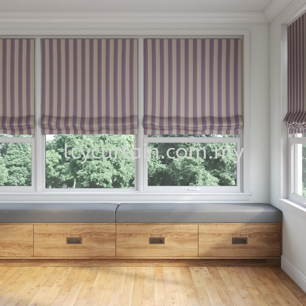 Merit 26 Lavender Stripe Roman Blind