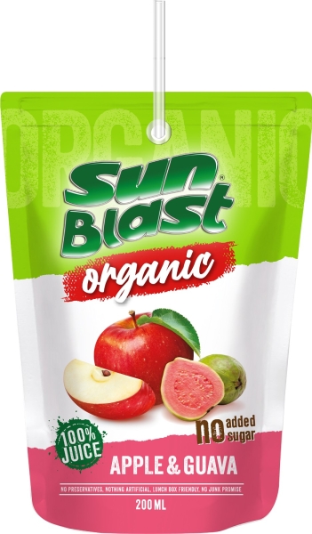 Sunblast Organic 100% Apple Guava Juice - Pack 200ml