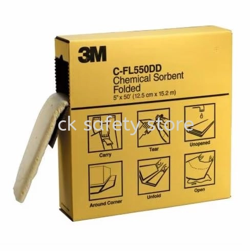 3M Oil and Chemical Sorbent Folded (P-FLD550DD & C-FL550DD) 127 mm x 15.2 m, 3 ea/Case