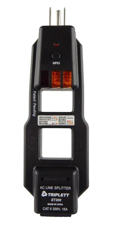 AC Line Splitter and GFCI Receptacle Tester: Tests 3-Wire Receptacles - (ET200)