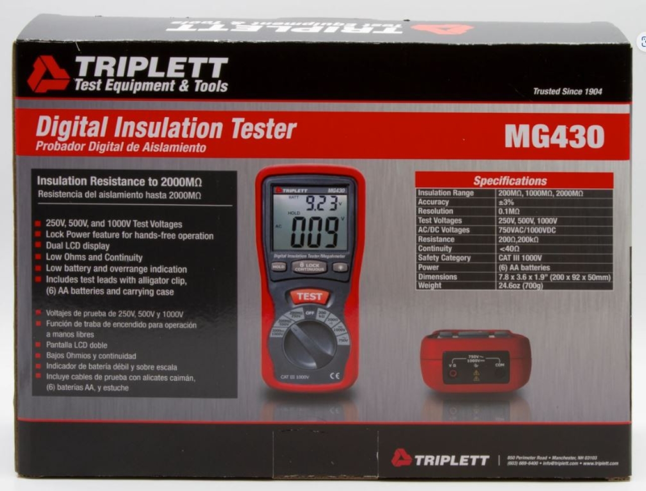 Digital Insulation Tester - Tests Insulation Resistance to 2000MΩ, CAT III 1000V - (MG430)