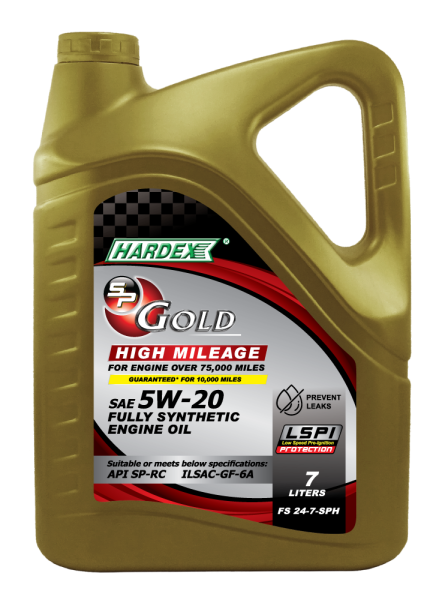 HARDEX SP GOLD HIGH MILEAGE FULLY SYNTHETIC ENGINE OIL SAE 5W-20 - 7L