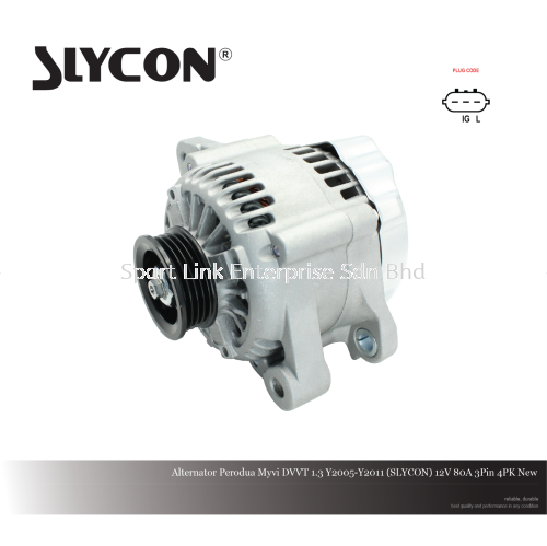 Alternator Perodua Myvi DVVT 1.3 Y2005-Y2011 (SLYCON) 12V 80A 3Pin 4PK New