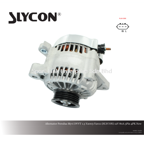 Alternator Perodua Myvi DVVT 1.3 Y2005-Y2011 (SLYCON) 12V 80A 3Pin 4PK New