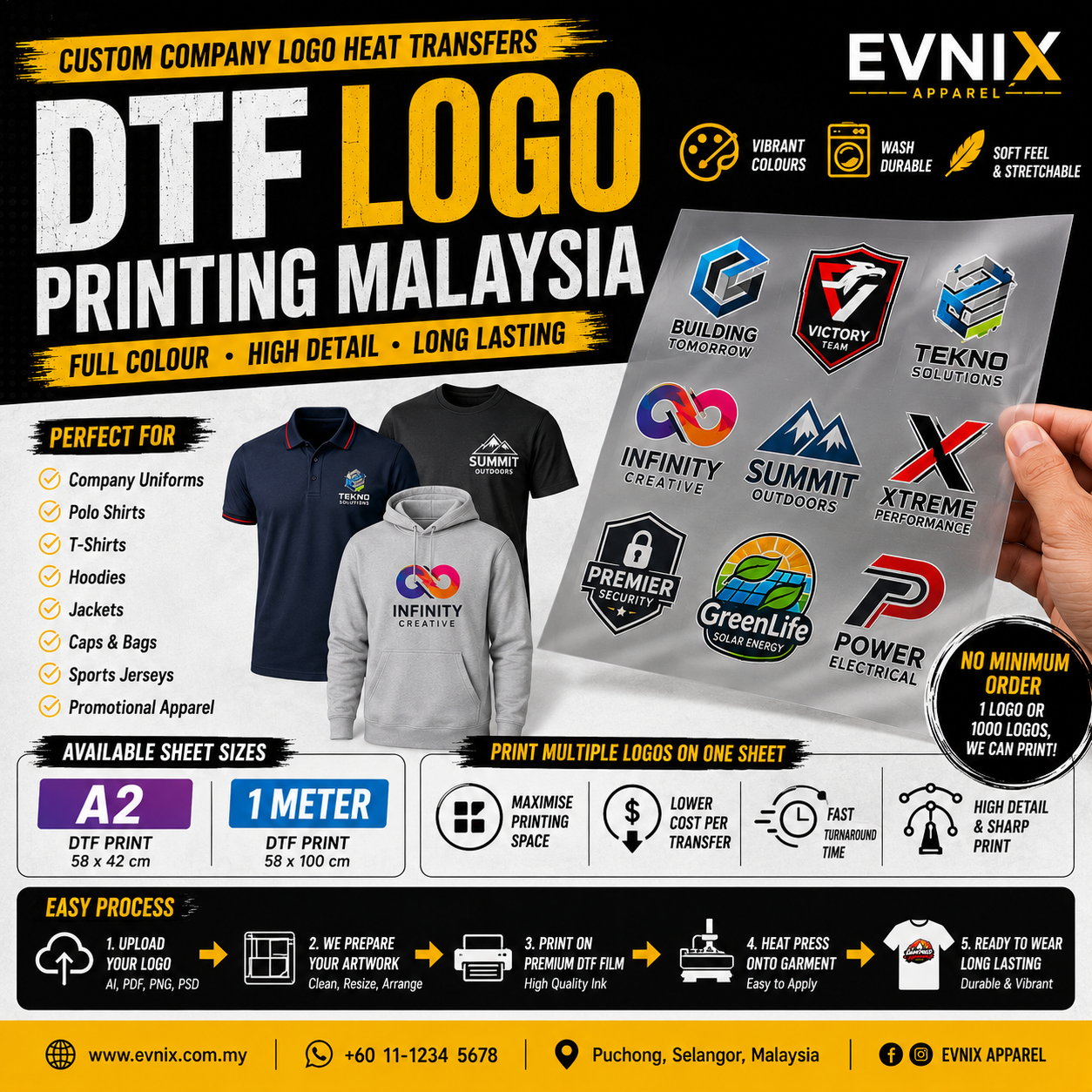 DTF Logo Printing Malaysia | Custom Company Logo Heat Transfers