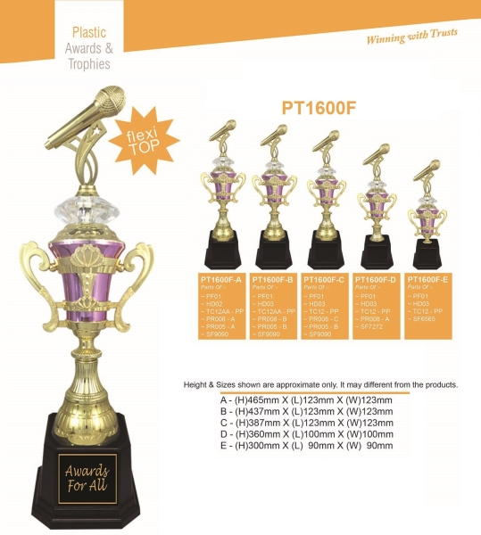 PT1600F Plastic Assembly Trohy Trophy Baguss Penang, Malaysia, Kedah, Bukit Mertajam Supplier, Suppliers, Supply, Supplies | Ara Mulia Gift Sdn Bhd