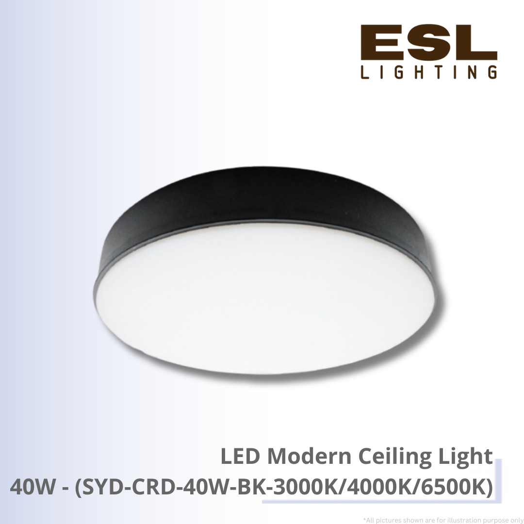 LED Modern Ceiling Light 40W - SYD-CRD-40W-BK-3000K/4000K/6500K
