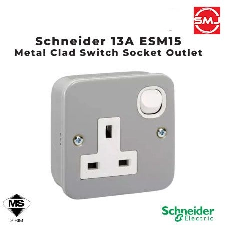 Schneider ESM15 13A Metalclad Switch Socket Outlet