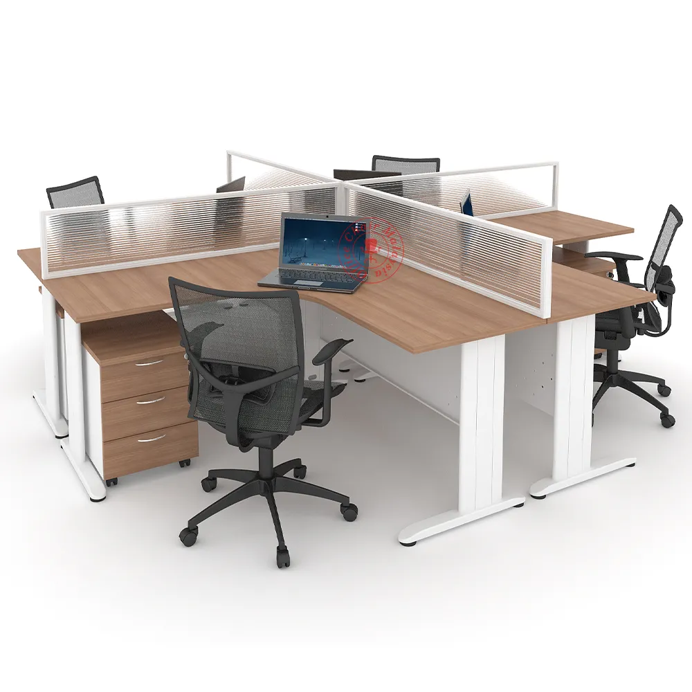 MJ L-Shape Workstation Cluster of 4 / Office Table Workstation / Meja Pejabat Kerja / Meja office