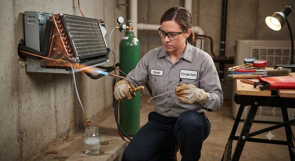 HVAC brazing split system refrigeration lines