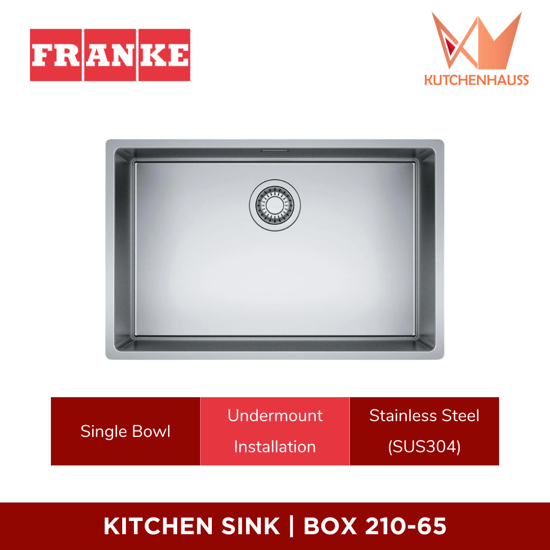 FRANKE - Undermount / Flushmount Single Bowl Stainless Steel SUS304 Sink | BOX 210-65