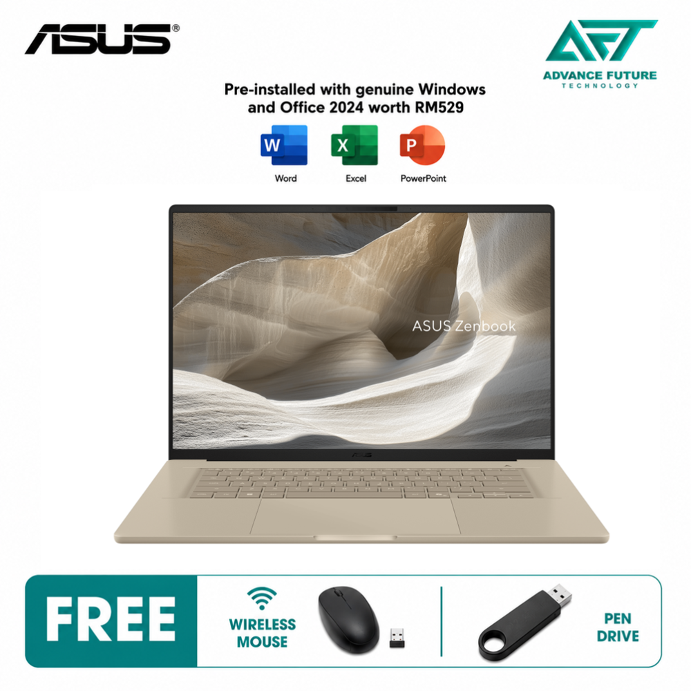 Asus Zenbook A16 UX3607Q-ASH090WSP 16" WUXGA OLED Laptop Zabriskie Beige ( Snapdragon X1, 16GB, 1TB SSD, Qualcomm, W11, H&S 2024&M365 )
