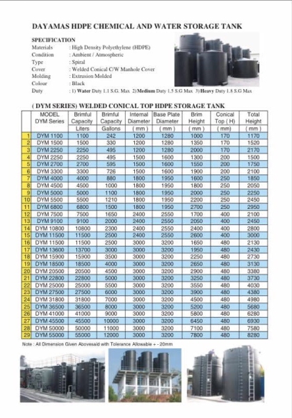 DYM Model Series - HDPE Welded Conical Top  DYM HDPE Spiral Type Storage Tank Selangor, Malaysia, Kuala Lumpur (KL), Banting Supplier, Suppliers, Supply, Supplies | Dayamas Technologies Sdn Bhd