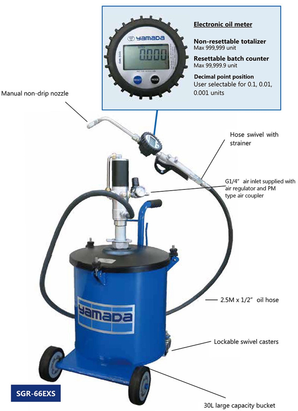 YAMADA Air Operated Oil Bucket Pump SGR-66EXS
