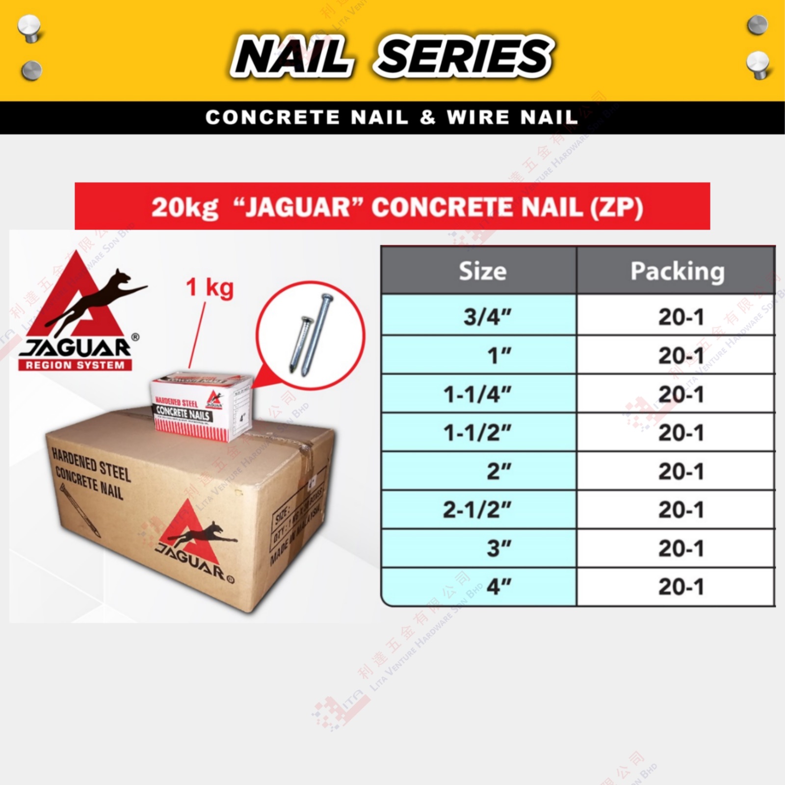 JAGUAR BRAND CONCRETE NAIL - ZP