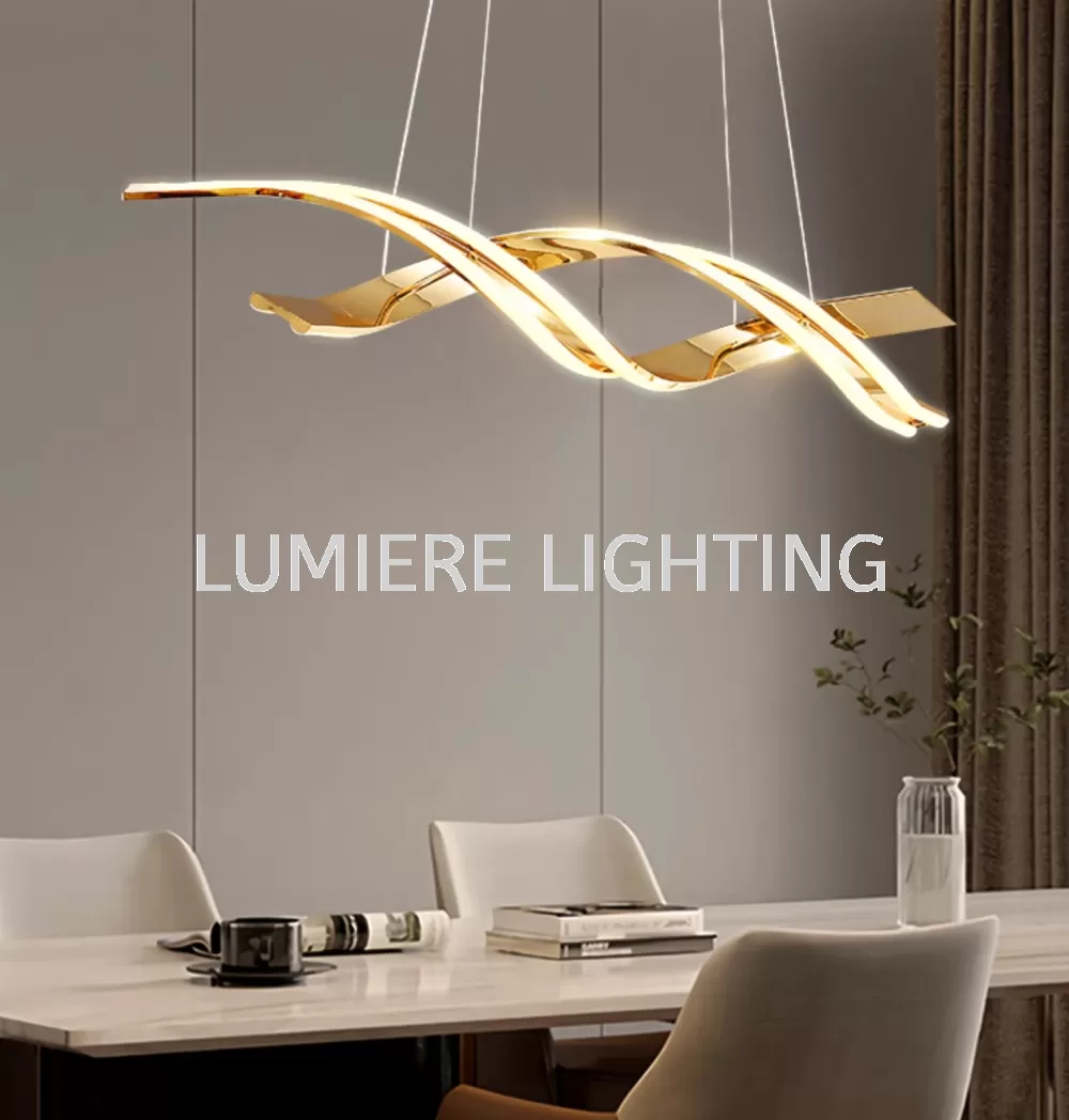 Post Modern Minimalist Linear Gold Pendant Light