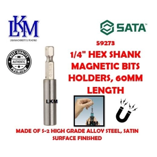 SATA 59273 1/4" HEX SHANK MAGNETIC BITS HOLDERS, 60MM LENGTH