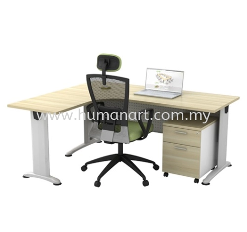 BERLIN WRITING OFFICE TABLE/DESK L-SHAPE & MOBILE PEDESTAL 1D1F ABL 1815 + AB-YM2