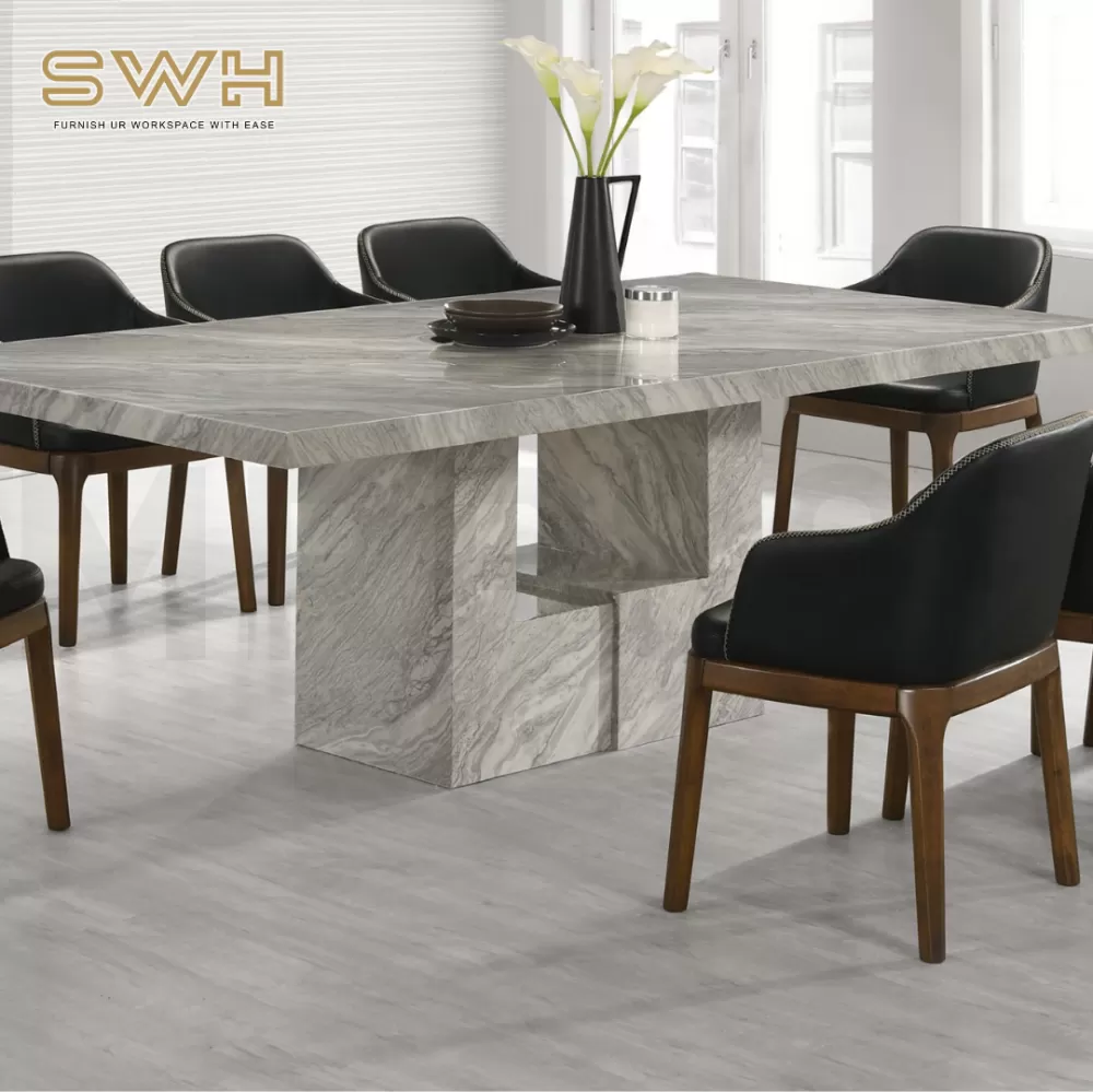 HUGO 8 Seater Marble Dining Table Set | Dining Furniture Shop