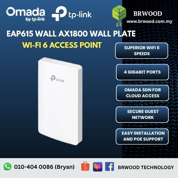 OMADA TP-LINK EAP615-WALL: AX1800 Wall Plate WiFi 6 Access Point