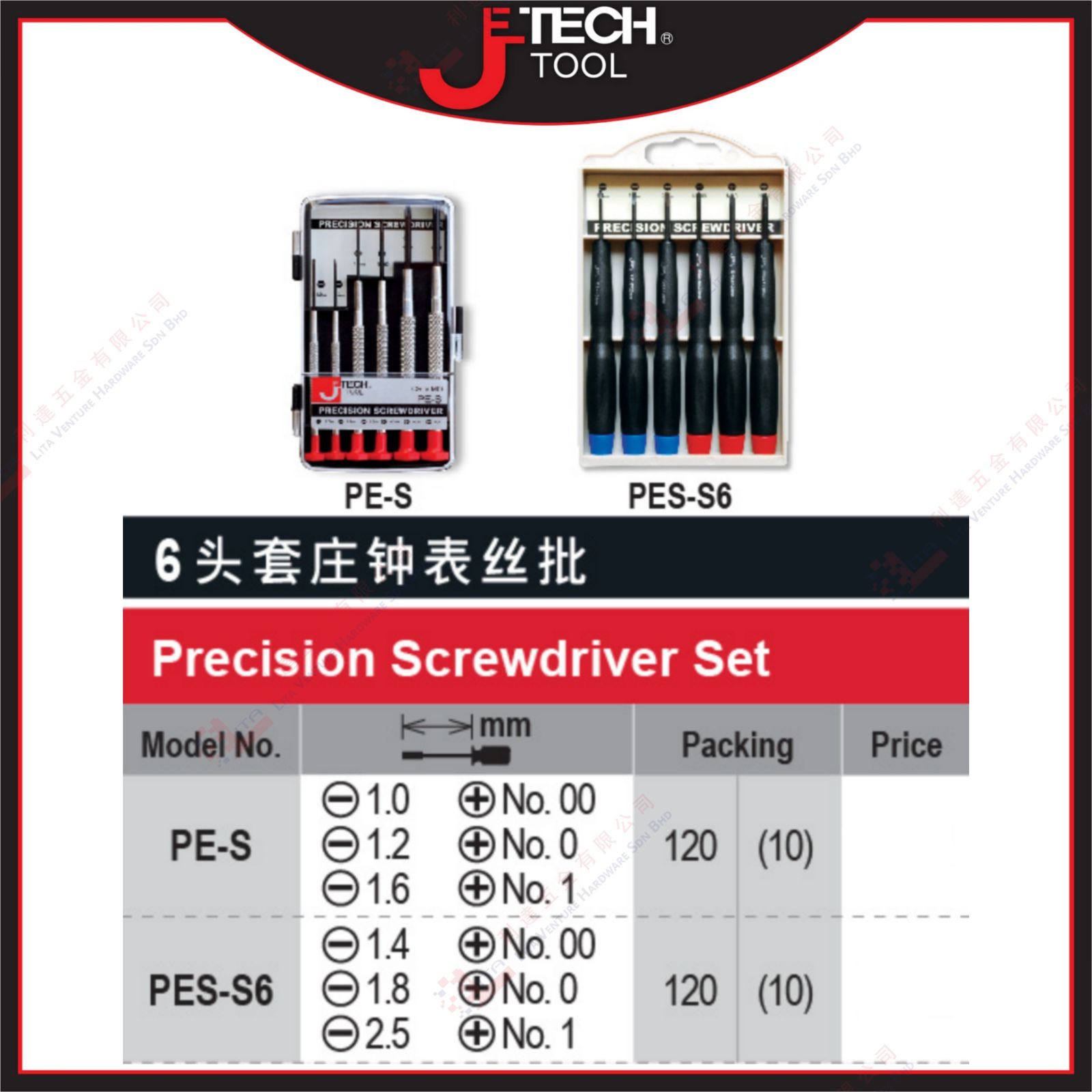 JTECH BRAND PRECISION SCREWDRIVER SET - PES PESS6