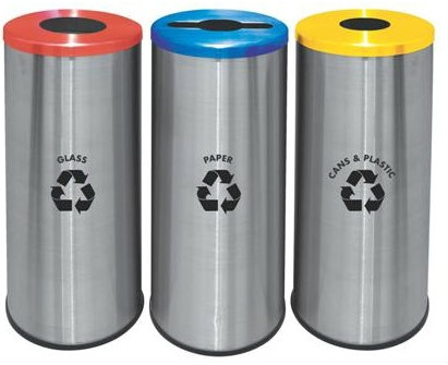 EH Round Recycle Bins c/w Stainless Steel Body & Mild Steel Cover 131