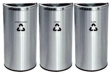EH Stainless Steel Semi Round Open Top Recycle Bin