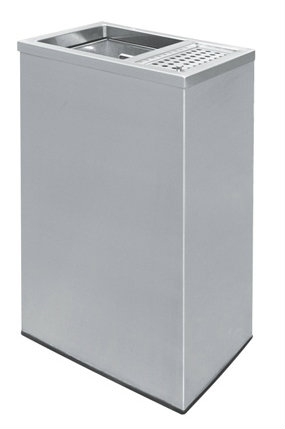 EH Stainless Steel Rectangular Waste Bin c/w1/3 Ash Tray and 2/3 Open Top