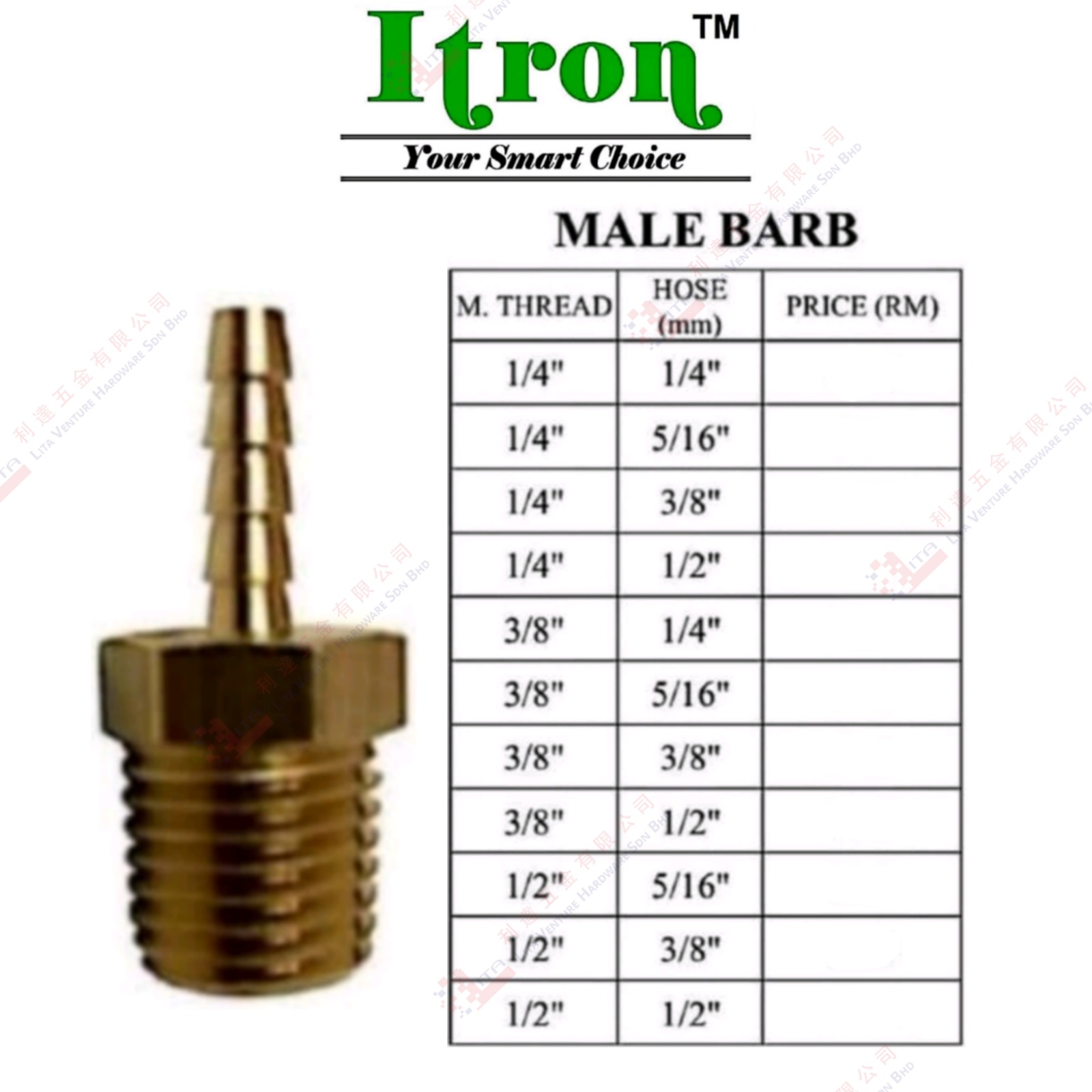 ITRON BRAND MALE BARB