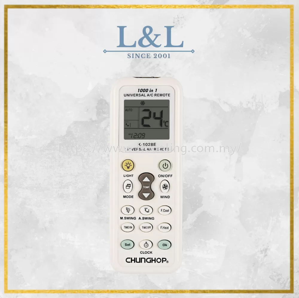 Universal Air Conditioner Remote CHUNCHOP K-1028E  (Acson, Daikin, Panasonic, Hisense, Samsung, Mitsubishi, Hitachi....)