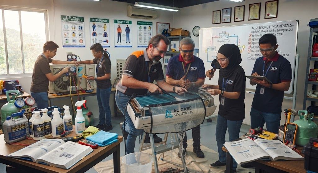 Hands-on air conditioning cleaning training