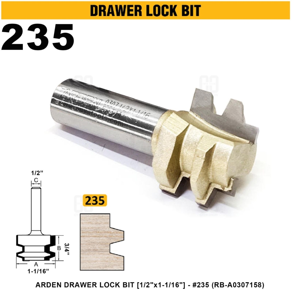 ARDEN DRAWER LOCK BIT 1/2"x1-1/16" #235 (RB-A0307158)