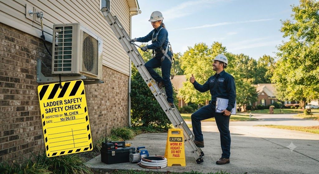 HVAC outdoor installation ladder safety procedures