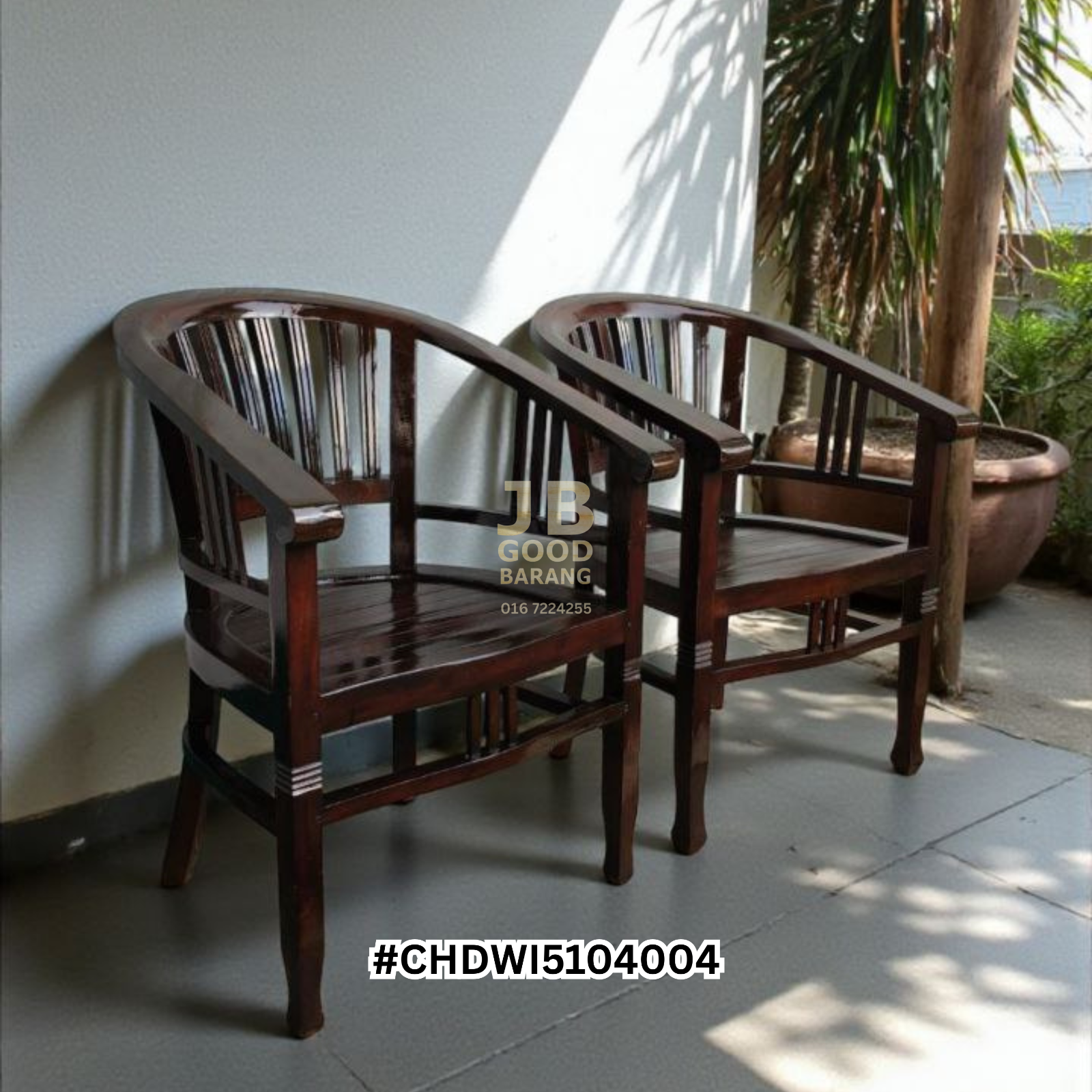 Pair of Solid Teak Wood Arm Chairs – Heavy Duty, Good Condition, Classic Style