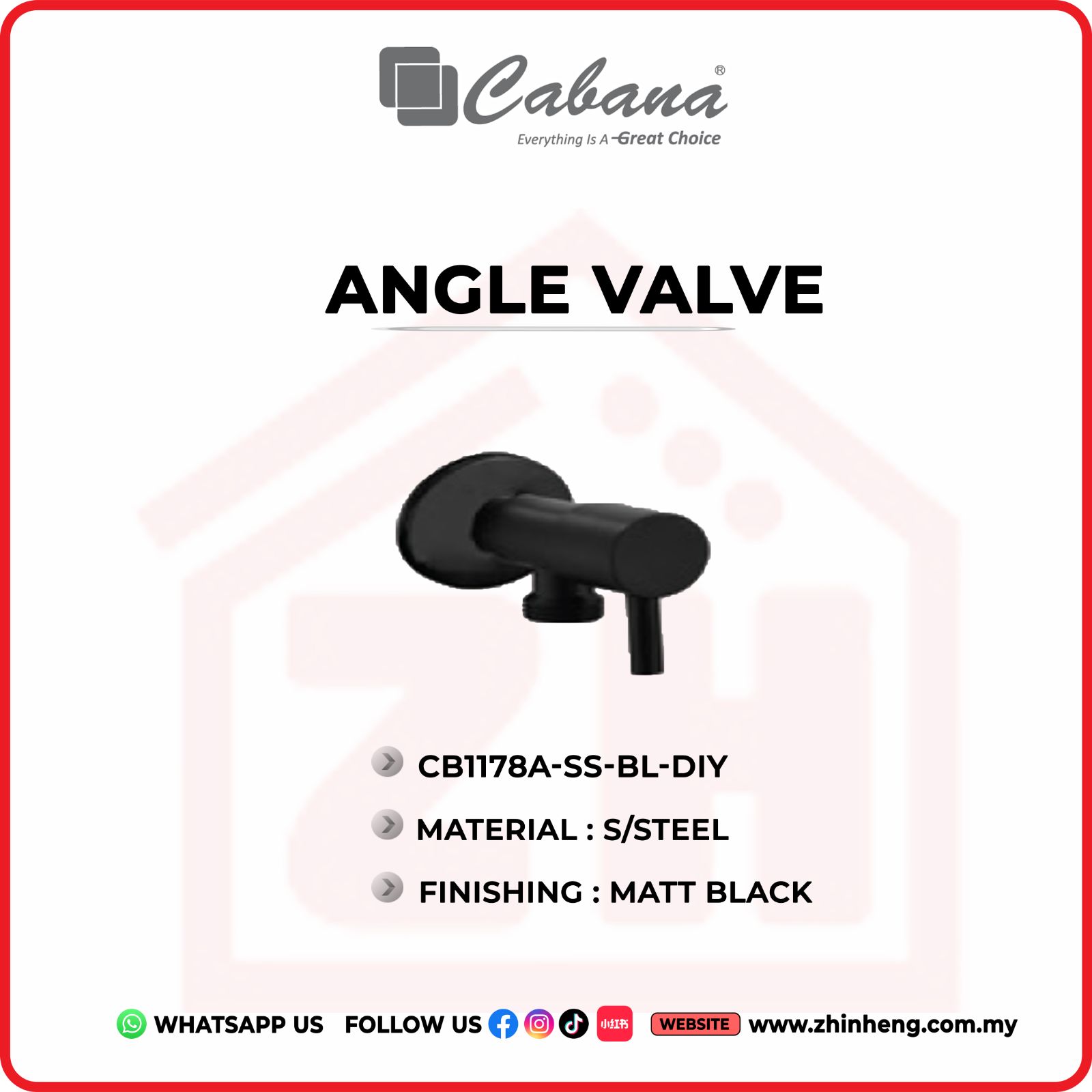 CABANA ANGLE VALVE  CB1178A-SS-BL-DIY