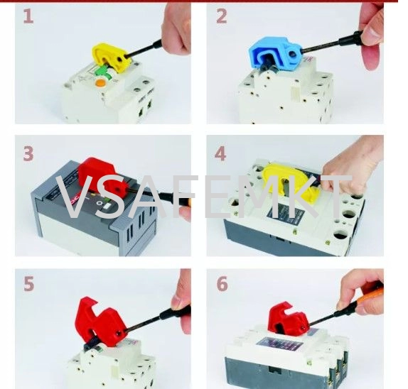 LOTO Non-conductive universal plastic miniature circuit breaker lockout Tagout with tightening screw 