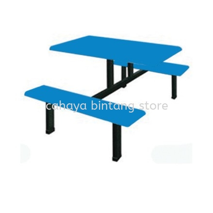 4 SEATER FIBREGLASS WITH BENCH SEAT (BLUE)- canteen table set/ fibreglass table damansara utama | canteen table ampang jaya | canteen table 12.12 mega sale