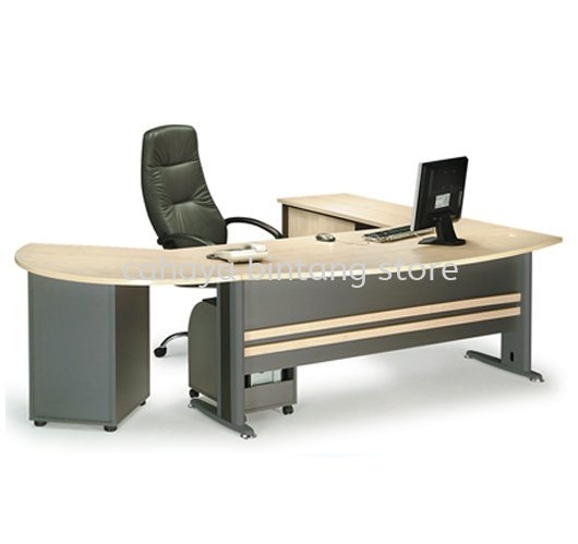 TITUS EXECUTIVE OFFICE TABLE/DESK & SIDE OFFICE CABINET & SIDE DISCUSSION TABLE & FIXED PEDESTAL ATMB 180A - Executive Office Table One City | Executive Office Table Puncak Alam | Executive Office Table Cheras 