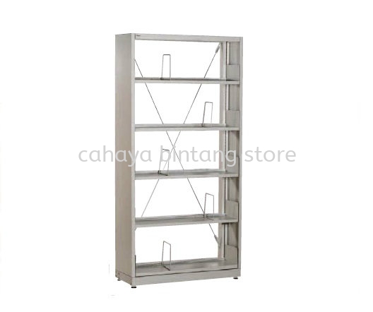 STEEL LIBRARY SHELVING SINGLE SIDED WITH SIDE PANEL AND 5 SHELVING - Library Shelving Desa Pandan | Library Shelving Pandan Jaya | Library Shelving Taman Maluri