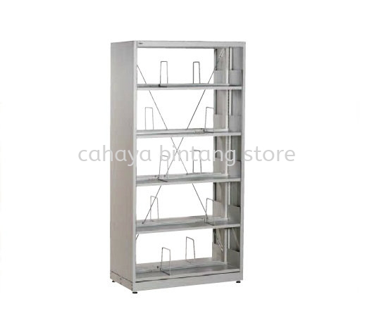 STEEL LIBRARY SHELVING SINGLE SIDED WITH SIDE PANEL AND 5 SHELVING - Library Shelving Taman Melawati | Library Shelving Wangsa Maju | Library Shelving Setapak