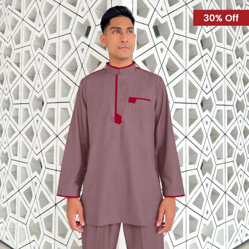 Baju Melayu Kurta Nagoya Sepasang (KR)  Plum