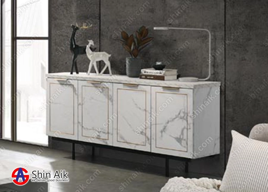 DC615202(KD) White Marble Modern Contemporary Sideboard Buffet Cabinet